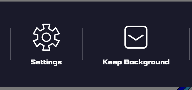 The Keep Background column in the Quick Menu, a chevron-down icon in a rounded box