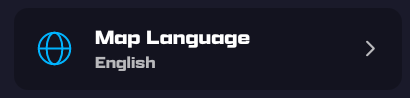 The Map Language row in Map Settings, showing 'English'
