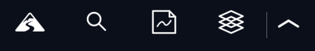 Section 3 of the bottom menu with Map active: HUB, Search, GPX, Layers and the Quick Menu arrow-up