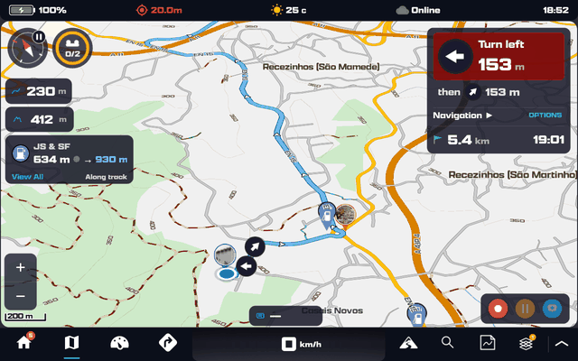 Animation: tapping the Map button a second time opens the Quick Actions panel