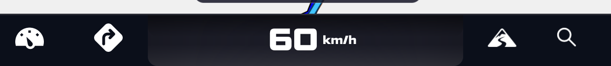 The speedo in the center of the bottom menu in landscape, between the navigation buttons and the section controls