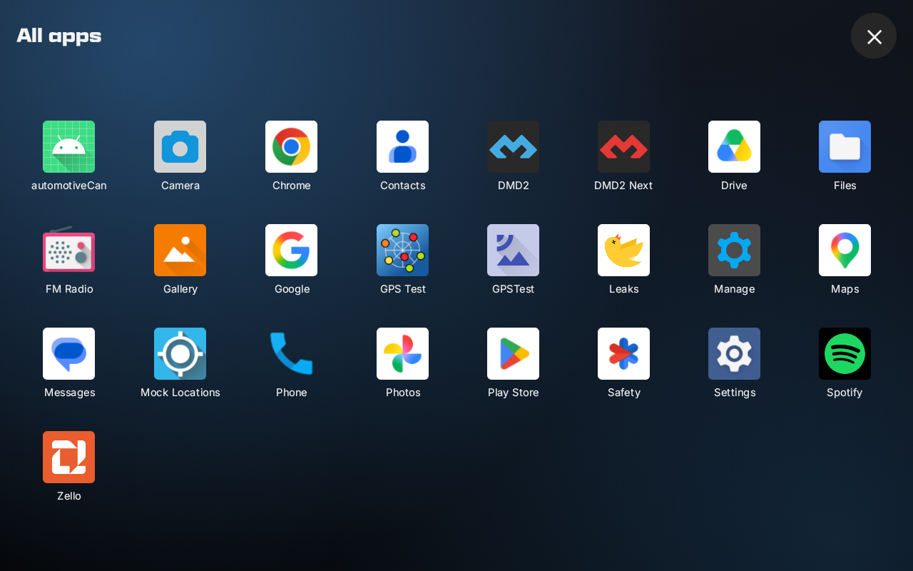 The all-apps drawer listing every installed application